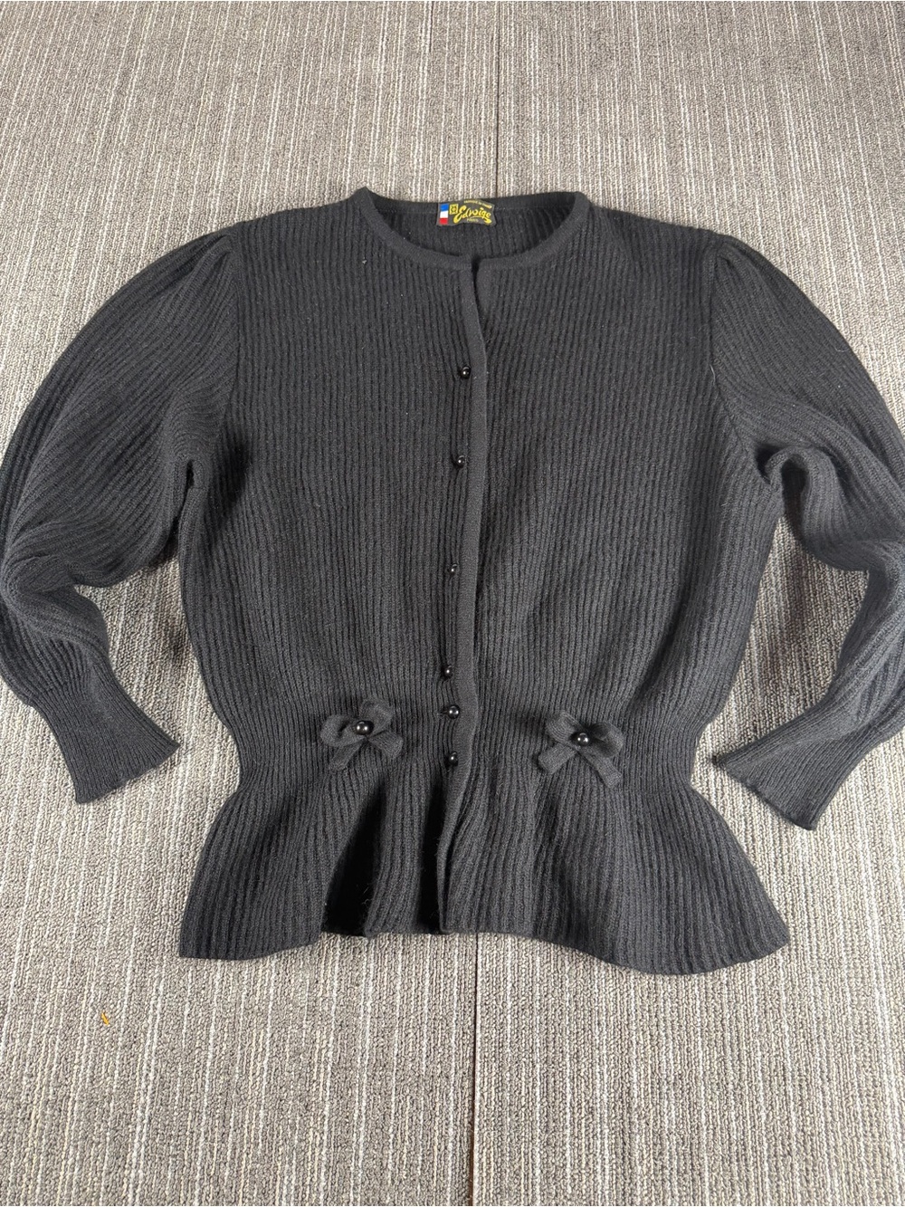 Vintage Edwige Paris 75% Lambswool and Angora Black Women’s Sweater Cardigan